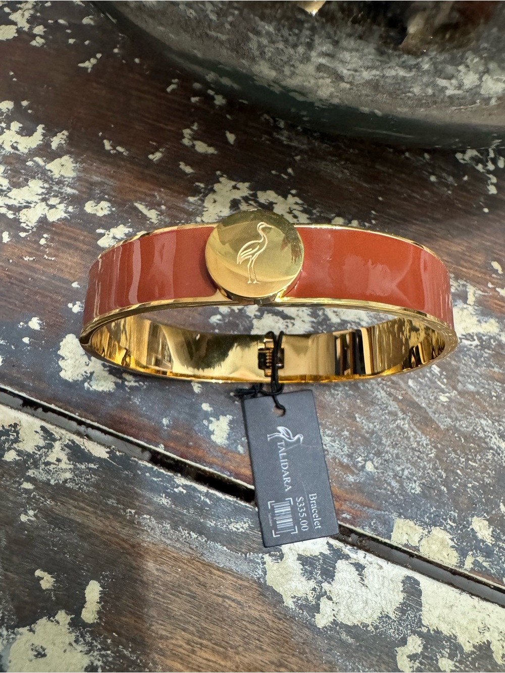 💅Talidara Gold-Tone Brown Enamel Cuff Bracelet💅